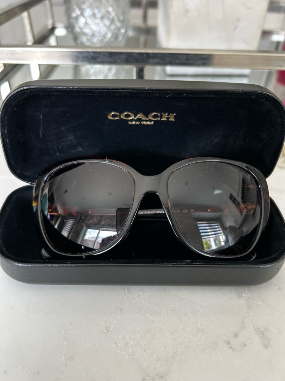 Coach Black Tortoiseshell Oversized Women's Sunglasses